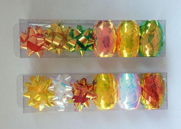 PET and Iridescent Gift Wrap Ribbon Set , christmas gift ribbon with star and egg bow