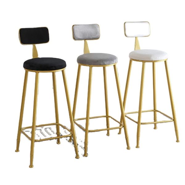 Hot Sale Nordic Tall Cheap Counter Furniture Gold Metal Velvet Back Luxury Kitchen Modern High Stool Bar Chairs for Bar Table
