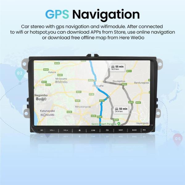 Volkswagen Golf Polo Tiguan Passat Skoda Octavia Carplay Auto с GPS и разрешением 1024 * 600