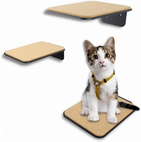 3mm espessura preto revestido de pó escadas de canto parede montado cama de gato para casas com vários gatos