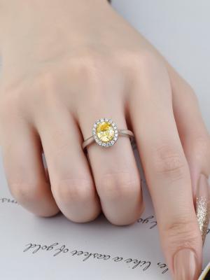 Laboratório cortado oval Diamond Jewelry Lab Created Canary Diamond Rings 1ct