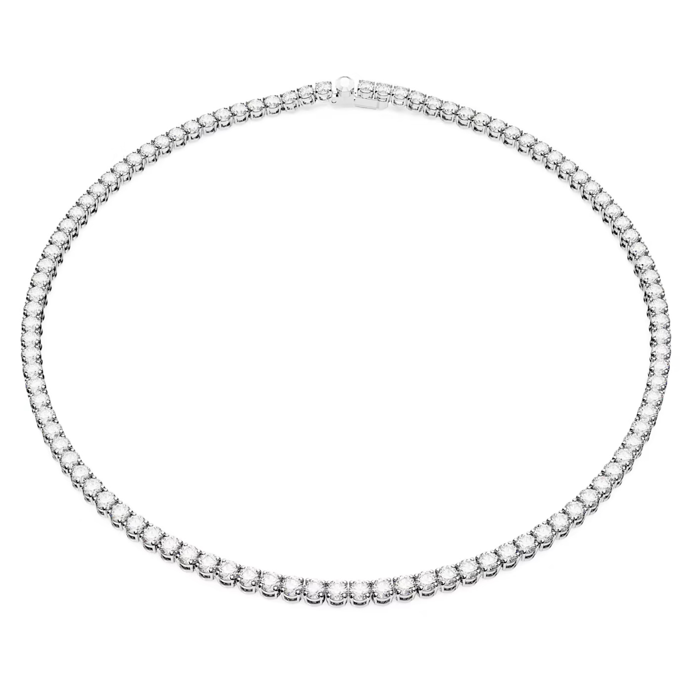 Matrix Tennis Necklace Round Cut Small Pink White Yellow Gold-tone Plated