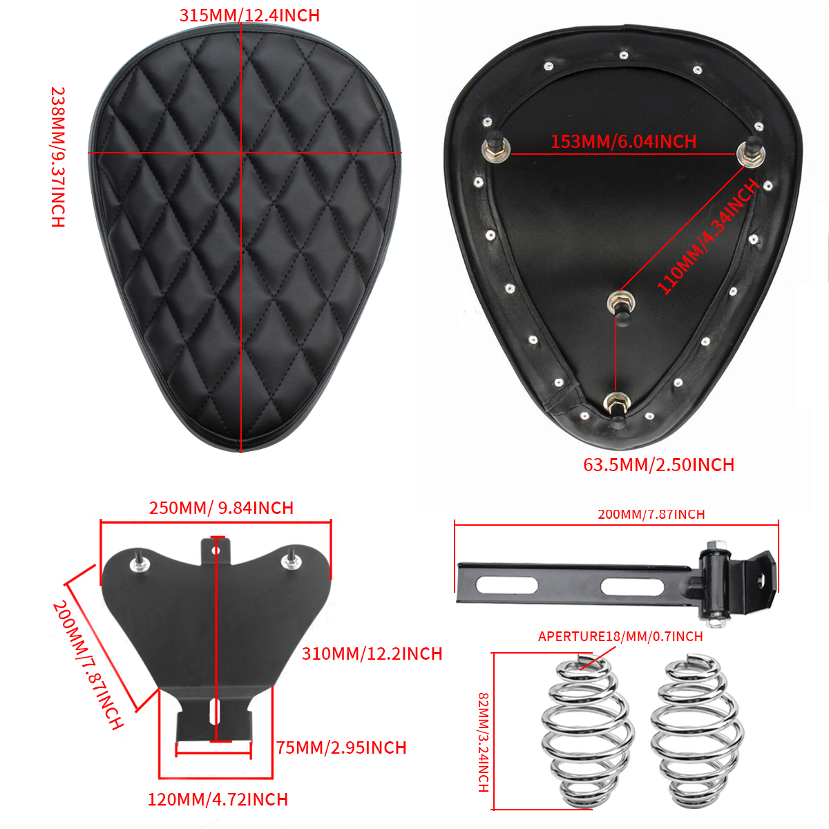 Retro Spring Leather Seat Bag for Motorcycle Thickened Motorcycle Seat Bag Single Leather Seat Bag Set Suitable for Harley