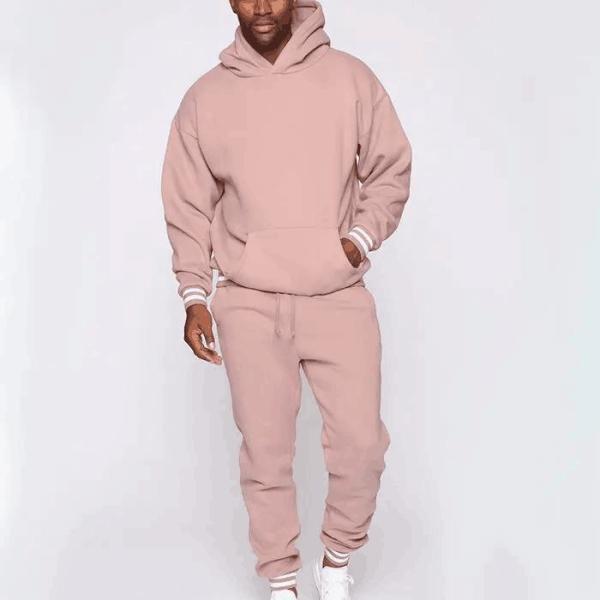                  Custom Cotton Sports Plus Size Men′s Jogger Sweatsuit Gym Plain Fleece Winter Pink Jogging Hoodies Tracksuits Apparel Set             
