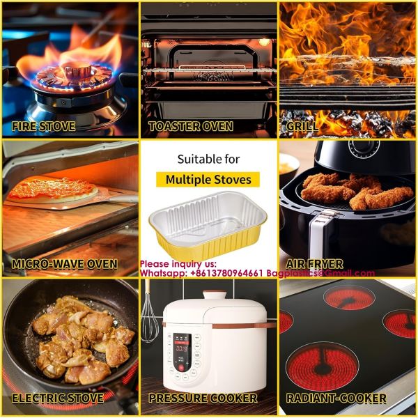 Large Size Deep Oval Aluminum Foil Trays For Roasted Chicken Disposable Food-Grade Foil Turkey Pan Container Tin Foil Aluminum Food Grade BBQ Disposable Meal Box Square Takeaway Insulated Oven