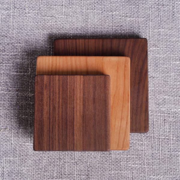 Custom Logo Acceptable Walnut Cherry Wood Coaster for Eco-Friendly Minimalist Design Style