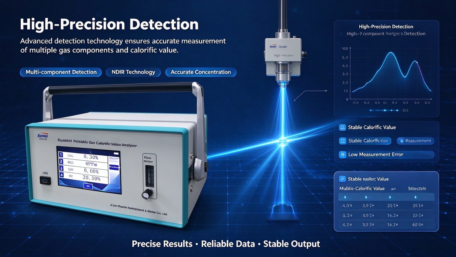 Portable Calorific Value Analyzer High Accuracy Multi Gas Detector For CO H2 CH4 CO2 O2