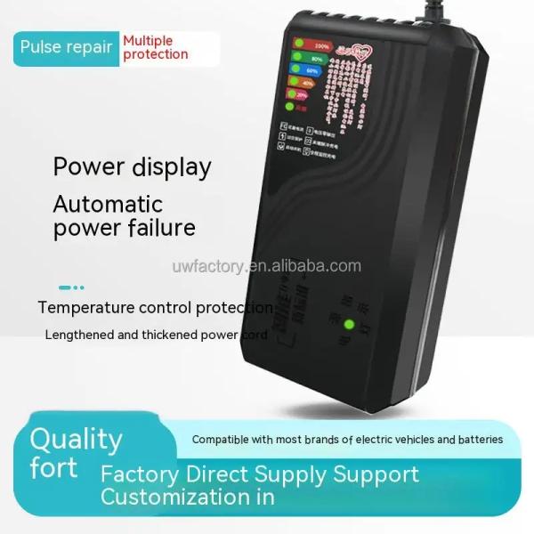 48V 12ah Motorcycle Car Battery Charger Pulse Repair with LCD Charger EU Plug Private Mold