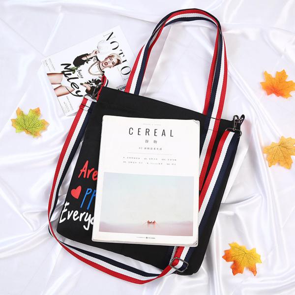 new summer oblique span single-shoulder canvas bag small fresh art student bag printed shopping bag
