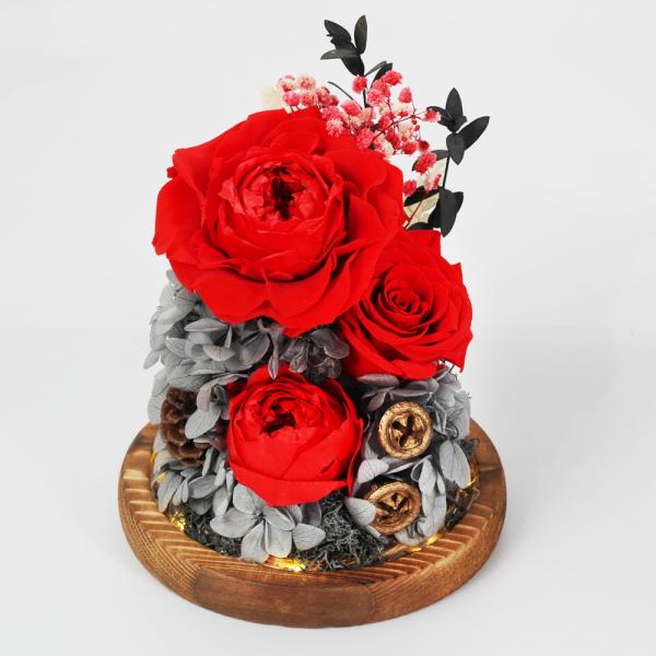Eternal Preserved Flower Centerpiece Wedding Decor Element Rose Glass Dome