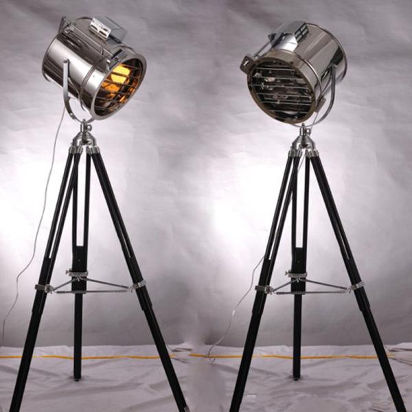 Nordic American Retro Tripod Floor Lamp Silver Golden Wooden Industrial vintage floor lamp(WH-VFL-04)