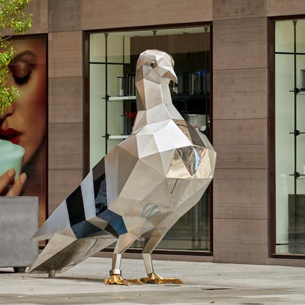Stainless Steel Geometric Pigeon Sculpture For Yard Decor And Urban Landscape