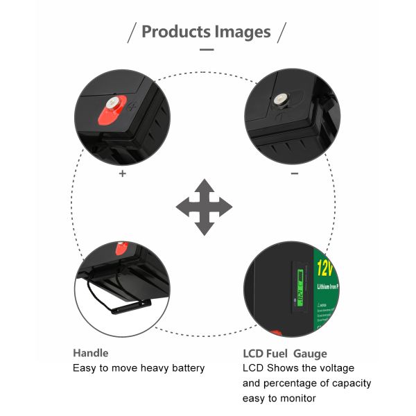 12V 100Ah Rechargeable LiFePO4 Lithium Ion Battery Solar Inverter Energy Storage System Home Use