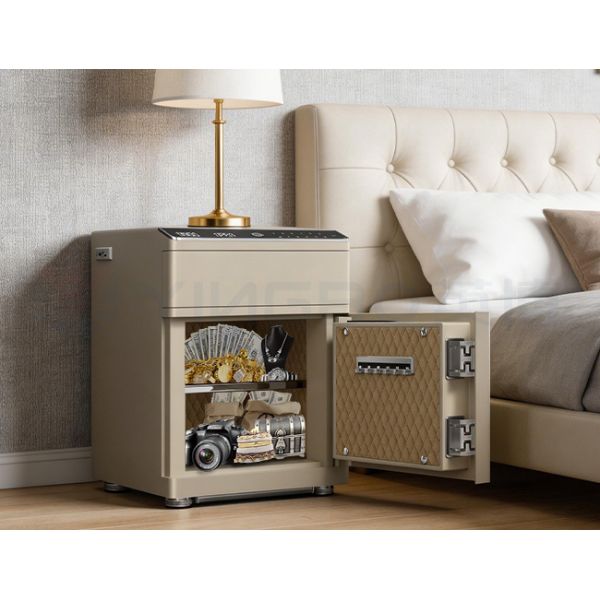 Solid Steel Smart Safe Box Wireless Charging Night Table Intelligent Alarm System