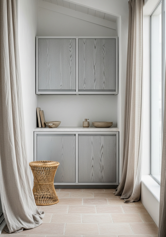 Whitewashed Ash Balcony Storage Cabinet in 304 Stainless Steel