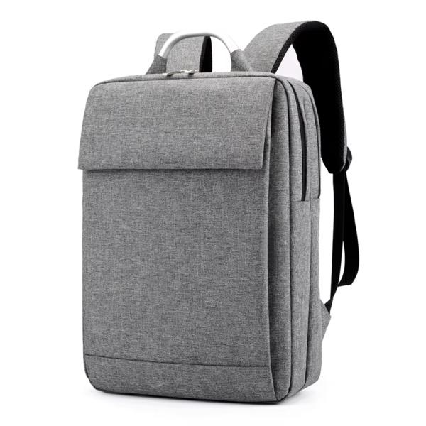 Mochila para computadora gris antirrobo con logotipo personalizable, perfecta como maletín para portátil de negocios para colegas y viajeros frecuentes