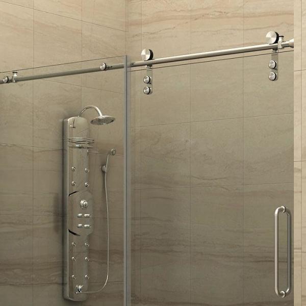 Quarto de chuveiro de vidro sem enquadramento Quarto de chuveiro de barracão de porta deslizante Kit de hardware com bandeja acrílica