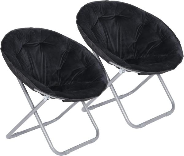 Folding Moon Chair - Large Saucer UFO Chair with Collapsible Metal Frame, Moon Round Camping Chair