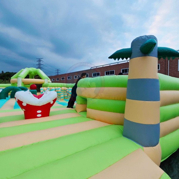 Giant Inflatable Water Park Colorful Obstacle Course Amusement Park 35+ Person Capacity PVC Material Customizable Size