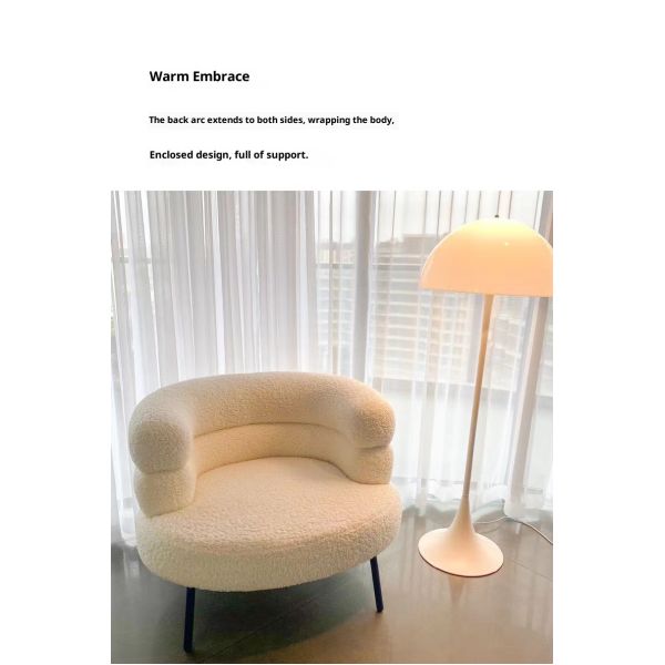 Modern Leisure White Armchair Living Room Designer Chair with Metal Leg Accent Lounge Chair Single Velvet Fabric Sofa Chair