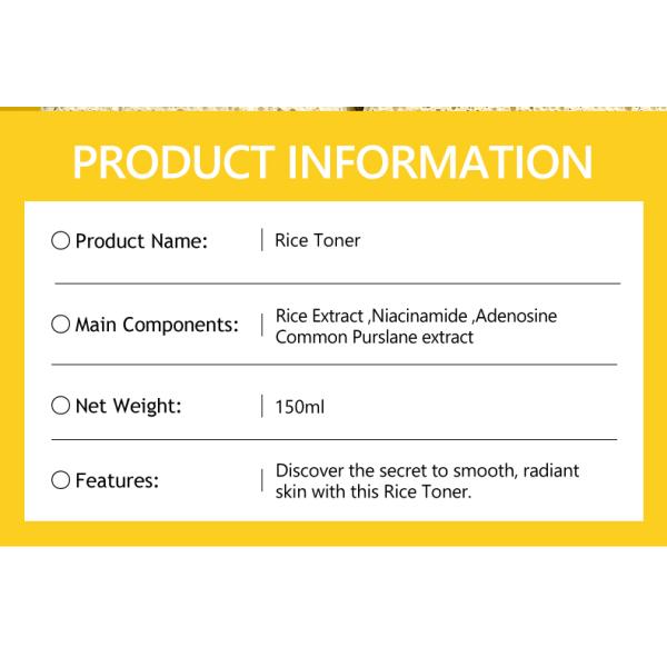 77.8% tonifiant pour le riz Niacinamide éclairant le visage hydratant hydratant doux éclatant la peau tonifiant le visage pour la peau sensible
