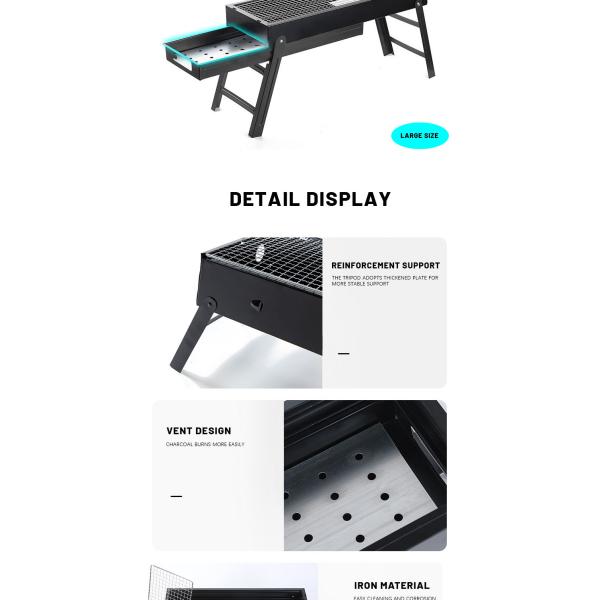60x22.5x33cm холоднопрокатный гриль барбекю Cookware угля утюга портативный располагаясь лагерем
