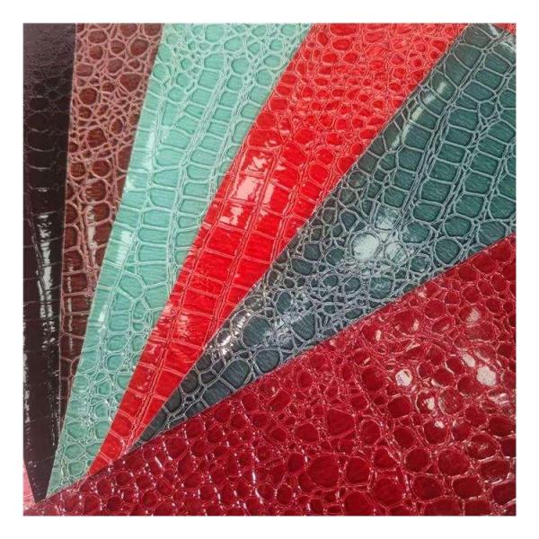 Patrón de piedra de alto brillo Pvc Patrón de piel sintética de animales Zapatos bolsos y bolsas Tejido de cuero falso