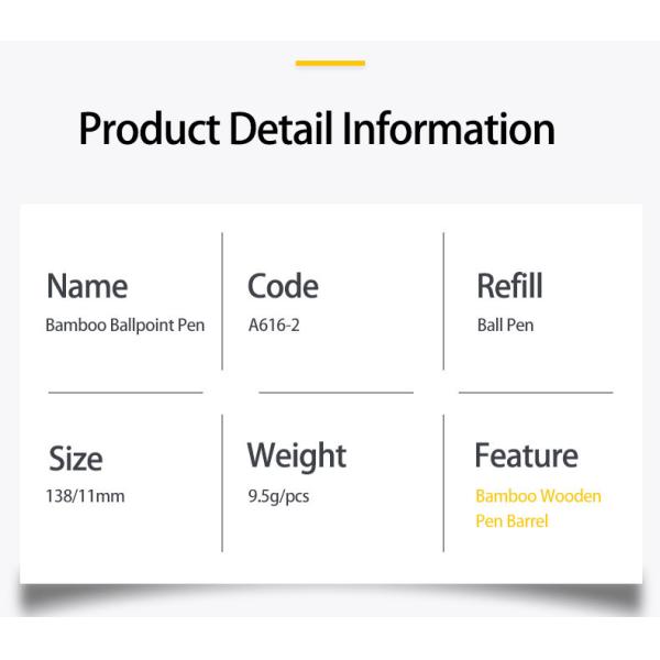 Environmental Bamboo Ball Pen 1.0mm Natural Color Retractable Ballpoint Pen