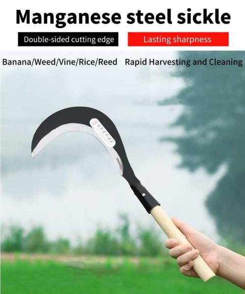 Rice Long Handle Steel Harvesting Sickle Farming Sickle Tool Quenching 9.6 Inch