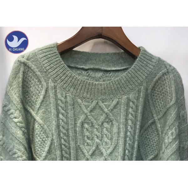 Korean Stylish Crew Neck Cable Knit Cardigan , Big Loose Winter Wool Jumpers