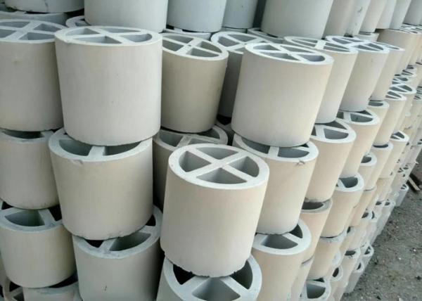 High Purity Ceramic Random Packing 13% ~23% Alumina Content For Industrial , Cross-Partition Ring