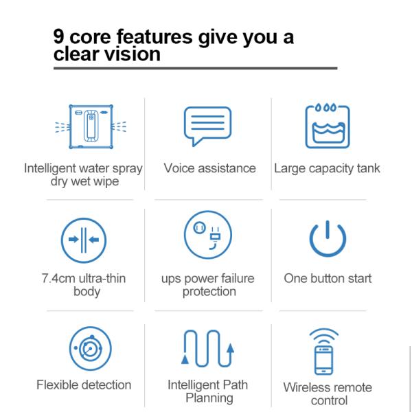 Highly Electric Remote Control Window Glass Cleaner Robot with Dual Water Spray Function