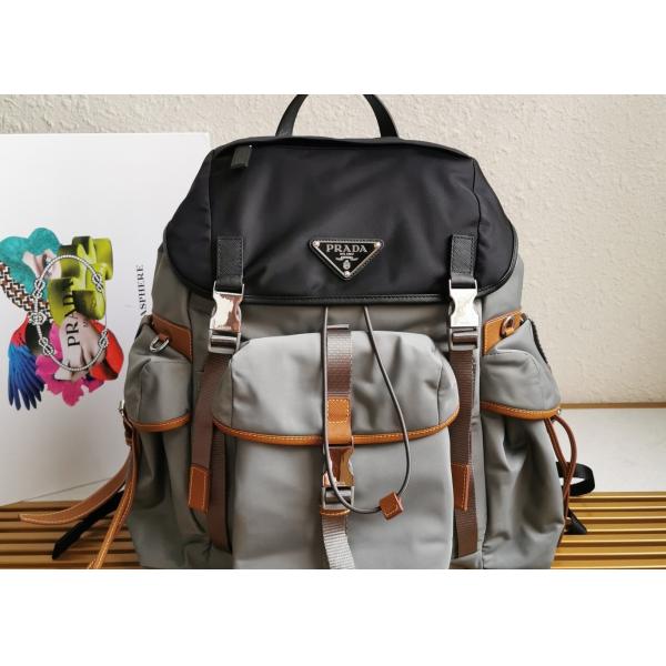 Saffiano Leather Apricot Luxury Brand Backpack With Multiple Pockets