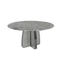 Tabela de jantar de mármore cinza-mate e metal, acabamento personalizado