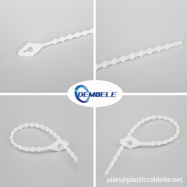 DEMOELE 100mm UL approved 94V-2 adjustable knot ball bead plastic nylon cable ties zip ties