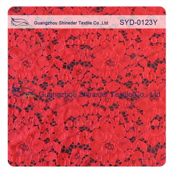Custom Red Corded Elastic Lace Fabric Dresses For Dressmaking , Antique