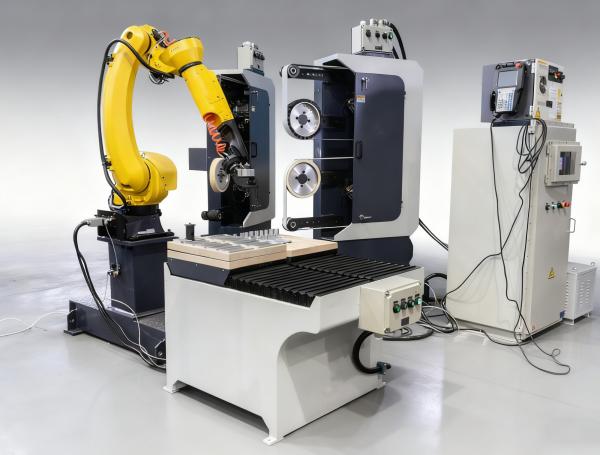 Motorcycle Engine Cylinder Block Robot Sanding Belt Grinding System Zinc Alloy Accessories Deburring Surface Polishing Machine