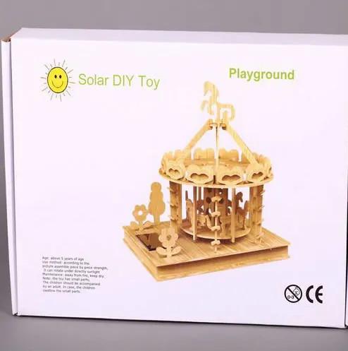 Children Diy Solar Toy Educational Solar Power Wooden Puzzle With Solar Panel