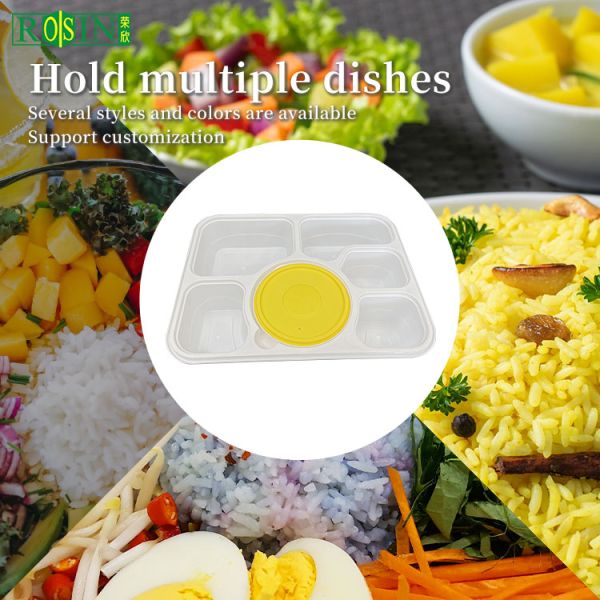 4 5 6 Sections Food Grade Meal Takeout Container Plastic Food Packaging with Soup Bowl