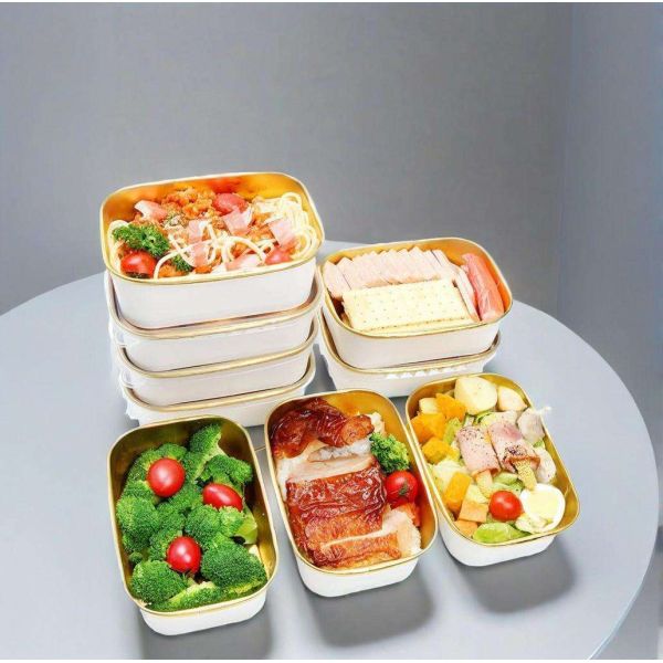 Custom High Quality Gold Foil Silver Foil Paper Salad Box Paper Disposable