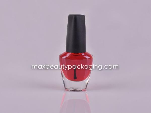 matte black nail polish cap 12ml nail polish bottle flat brush plastic cosmetic nail polish packaging