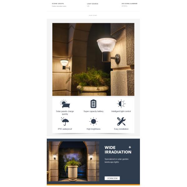 света стены СИД 4.5W современные на открытом воздухе солнечные для вилл дворов
