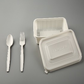 vaisselle de PLA de 450ml 15oz avec le couvercle, gamelle jetable biodégradable