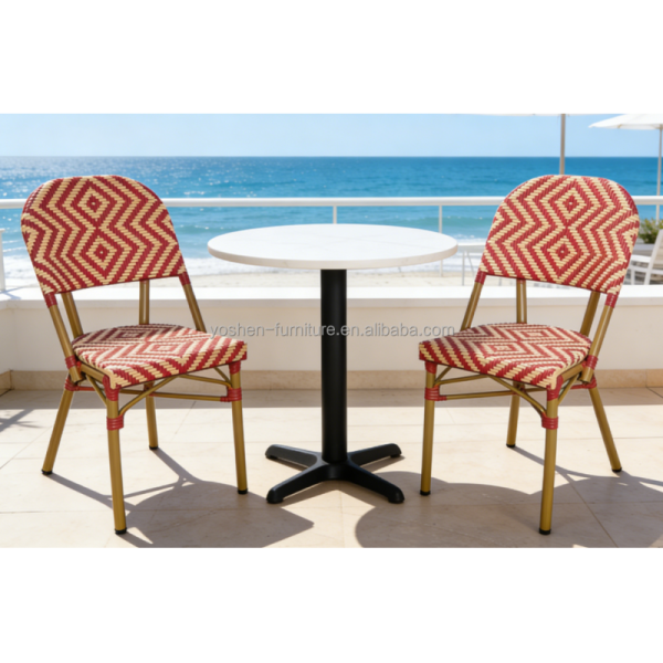 Hot Selling Bamboo Style Chair Resort Deck Rattan Wicker Chair Outdoor Patio Aluminum Dining Chair