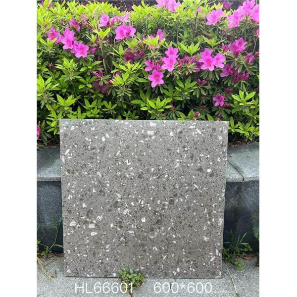 Waterproof and Anti-slip Gray 600x600mm Indoor Floor Terrazzo Ceramic Tiles For Living Room
