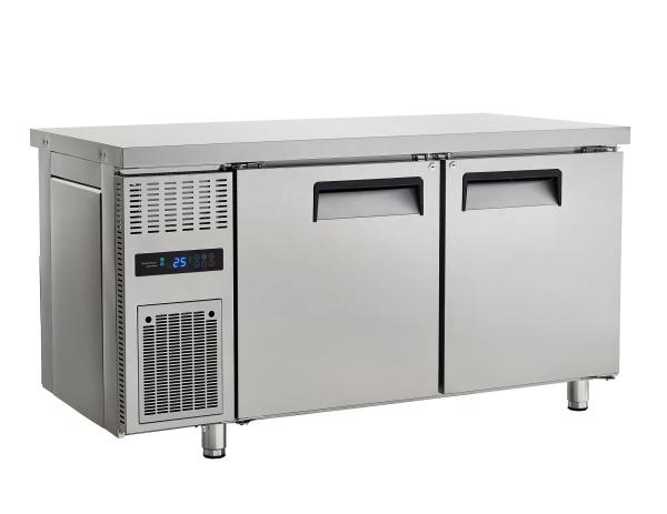 Table de travail en acier inoxydable de restauration réfrigérateur lumineux à LED refroidisseur de banc de travail avec ventilateur pour cuisine