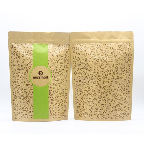 Resealable kraft paper zipper bags brown kraft paper bags paper pouch with custom logo