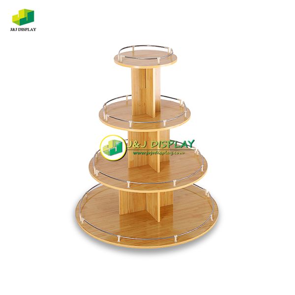 Four Sides Wooden Display Stand Heavy Duty Supermarket Racks POS