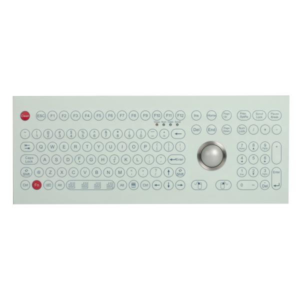 108 Keys Durable Flat Industrial Membrane Keyboard With Laser Trackball