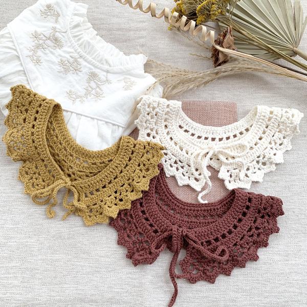 Y-F Designer Baby Girls Lotus Leaf Collar Cotton Lace Hand Crochet Hook Flower Cervical Fake Collar